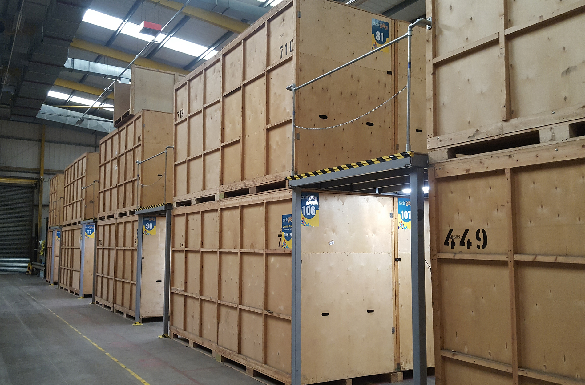 Storage boxes in a warehouse