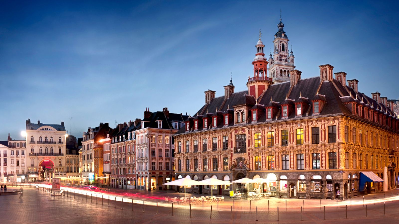 Belfry and building in the main square of Lille, France.