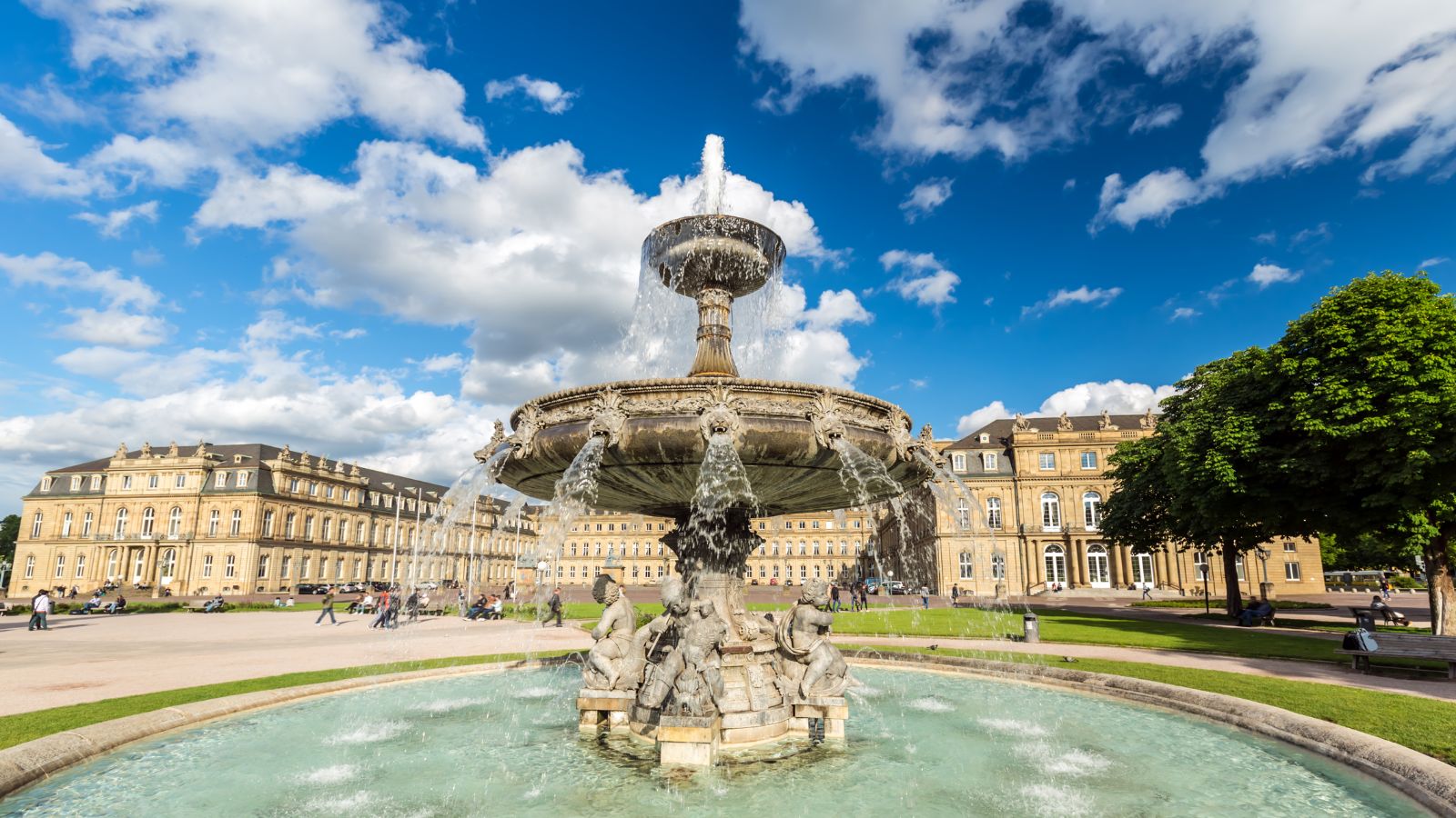 Water fountain in Stuttgart city centre.