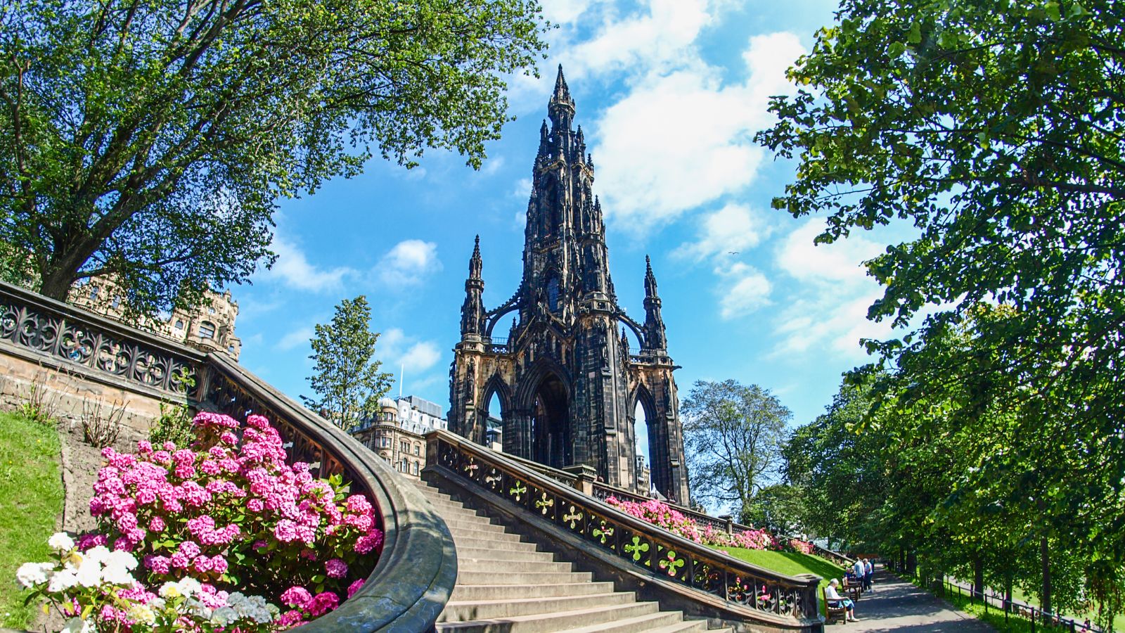 The Scott Monument and Garden in Edinburgh.