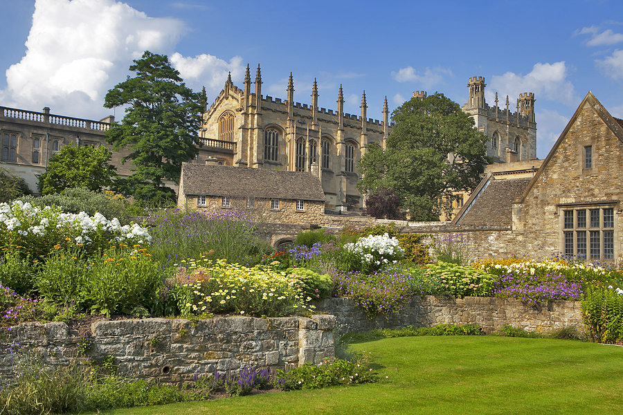 Christ Church Cathedral, College, and Memorial Gardens in Oxford, UK.