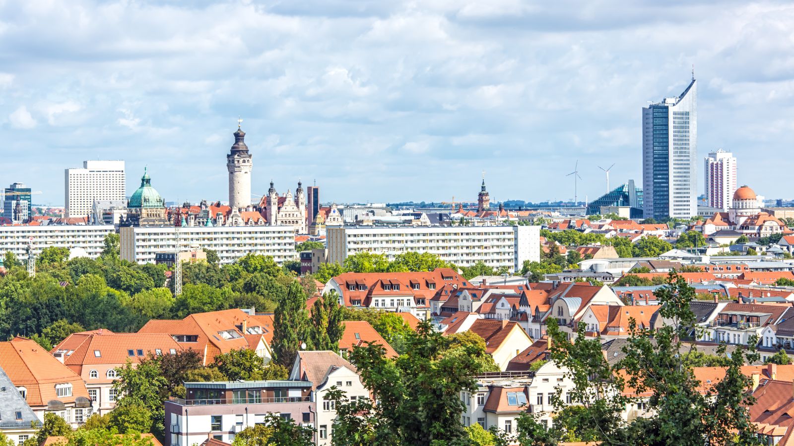 Leipzig skyline in summer.